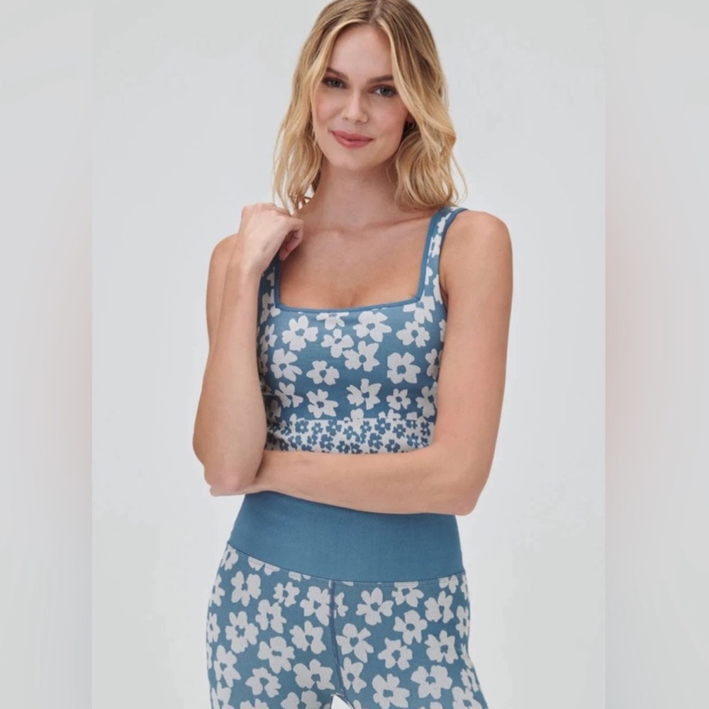 Spiritual Gangster Blue Floral Sports Bra